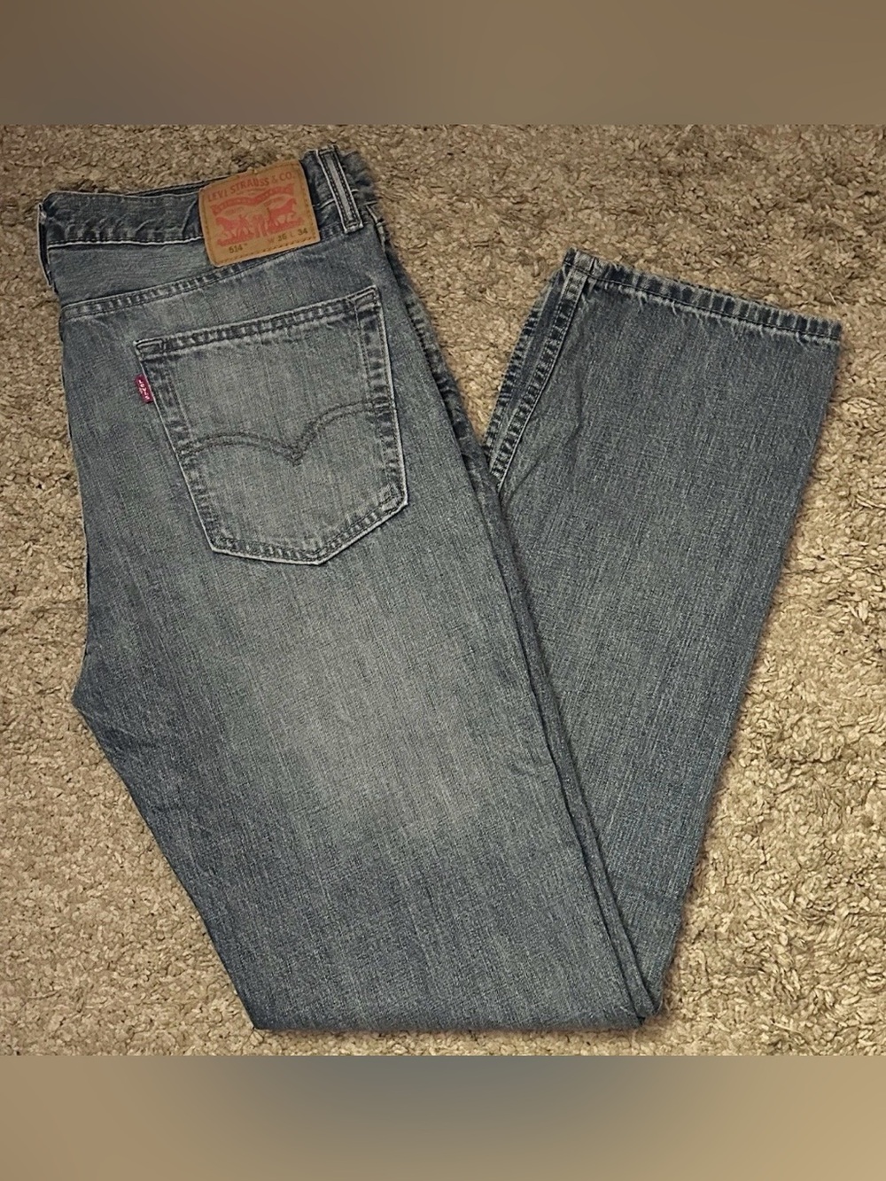 Vintage 90s Levi’s 514 Men’s Size 36x34 Blue Slim Fit Straight Leg Denim Jeans